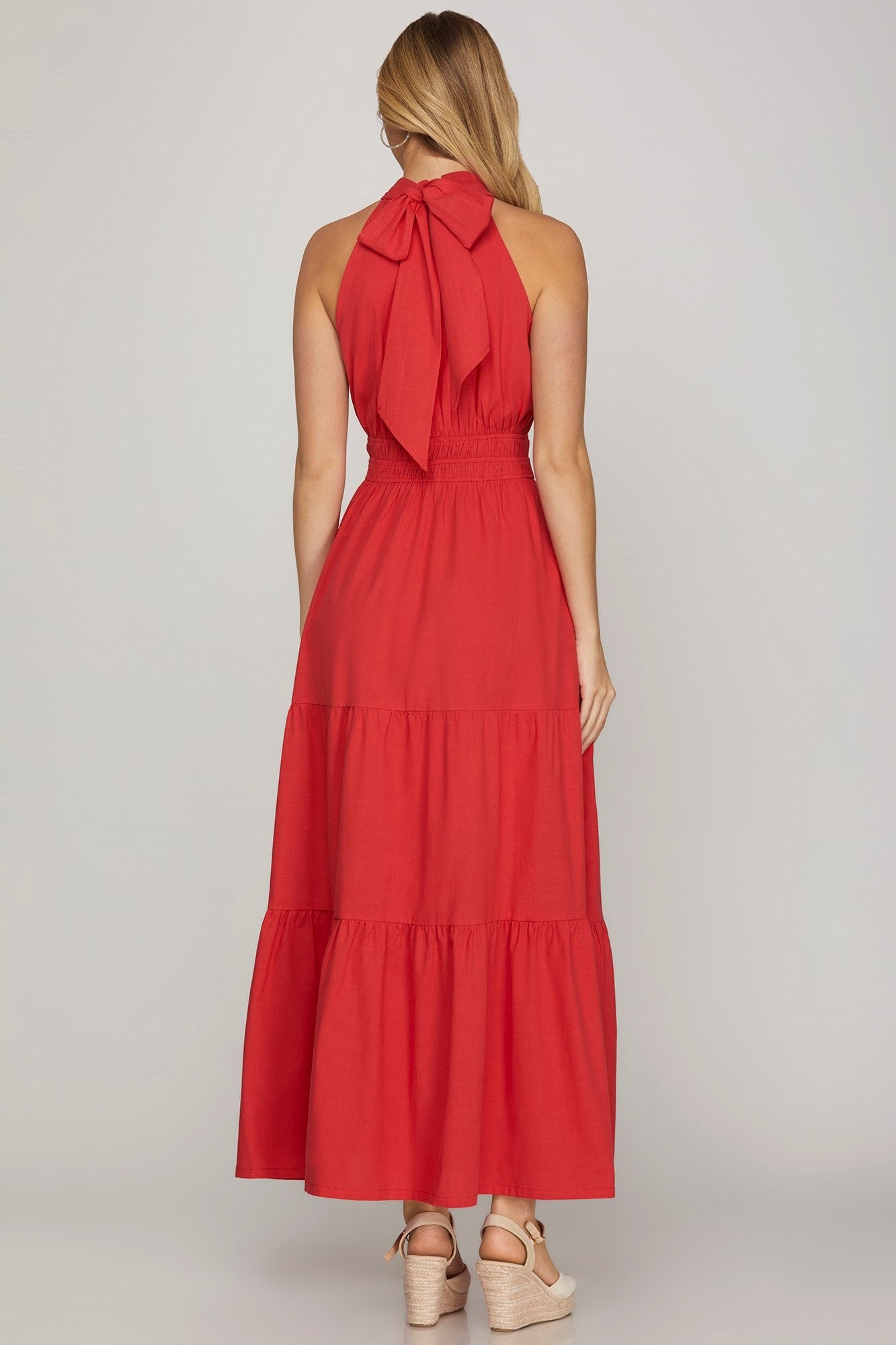 The Scarlett Halter Tiered Maxi with Pockets