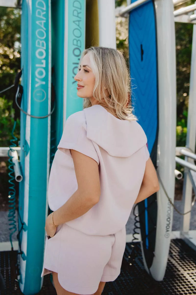 Blush Pink 2 Piece Scuba Shorts Set