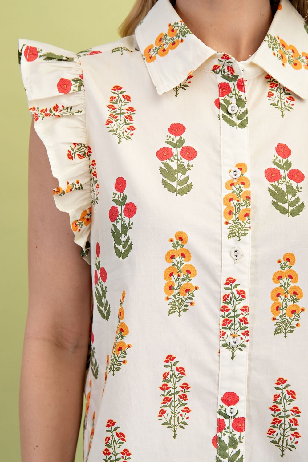 Vanilla Floral Ruffle Sleeve top