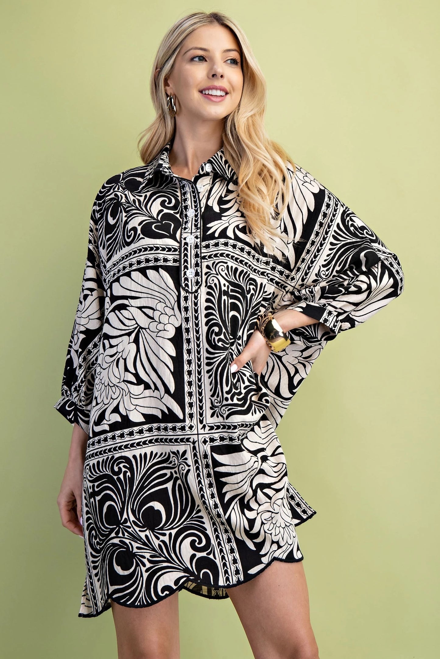 Bandanna Print Relaxed Fit Shirt Dress