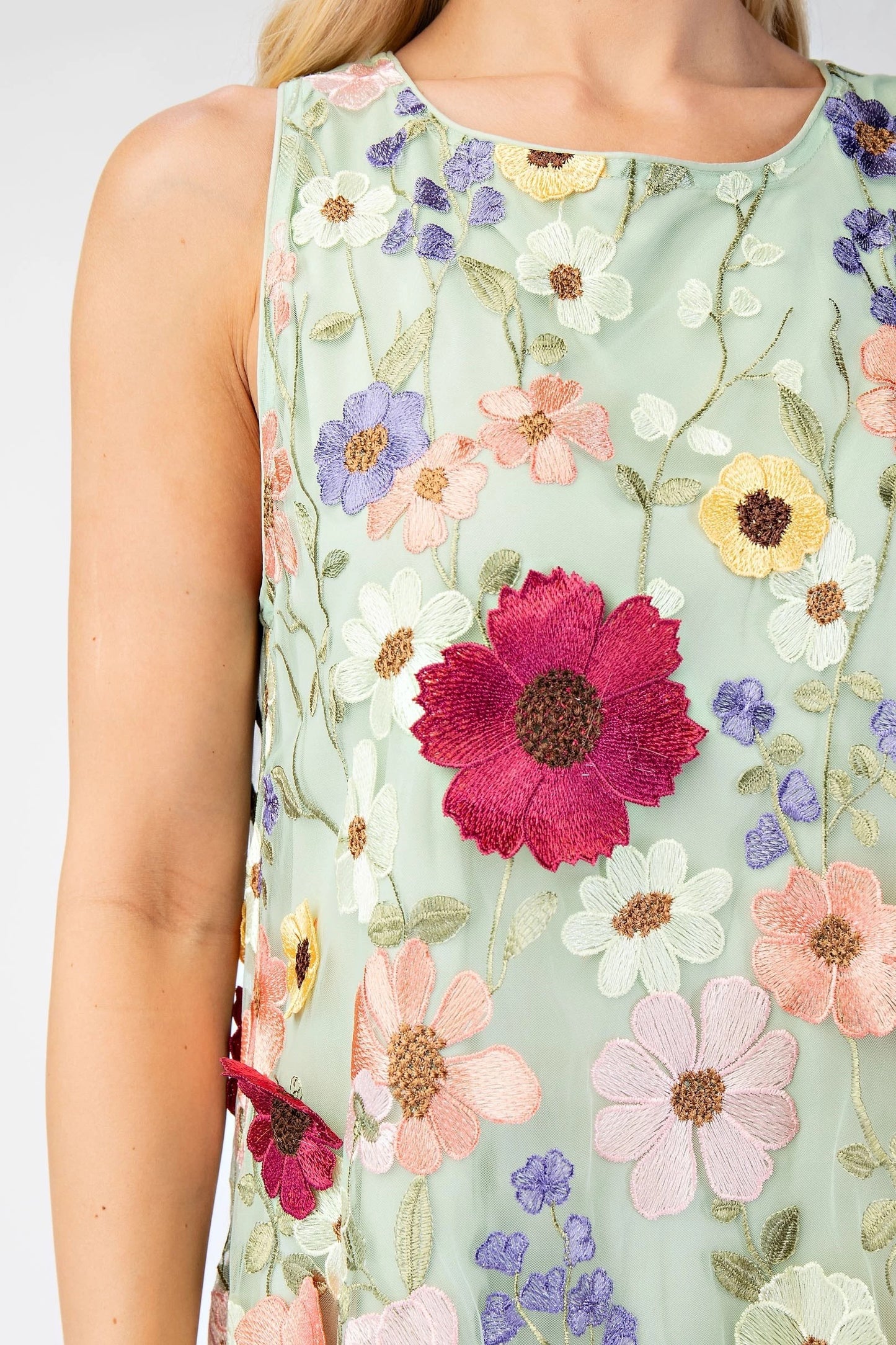 3D Floral Embroidered Dress