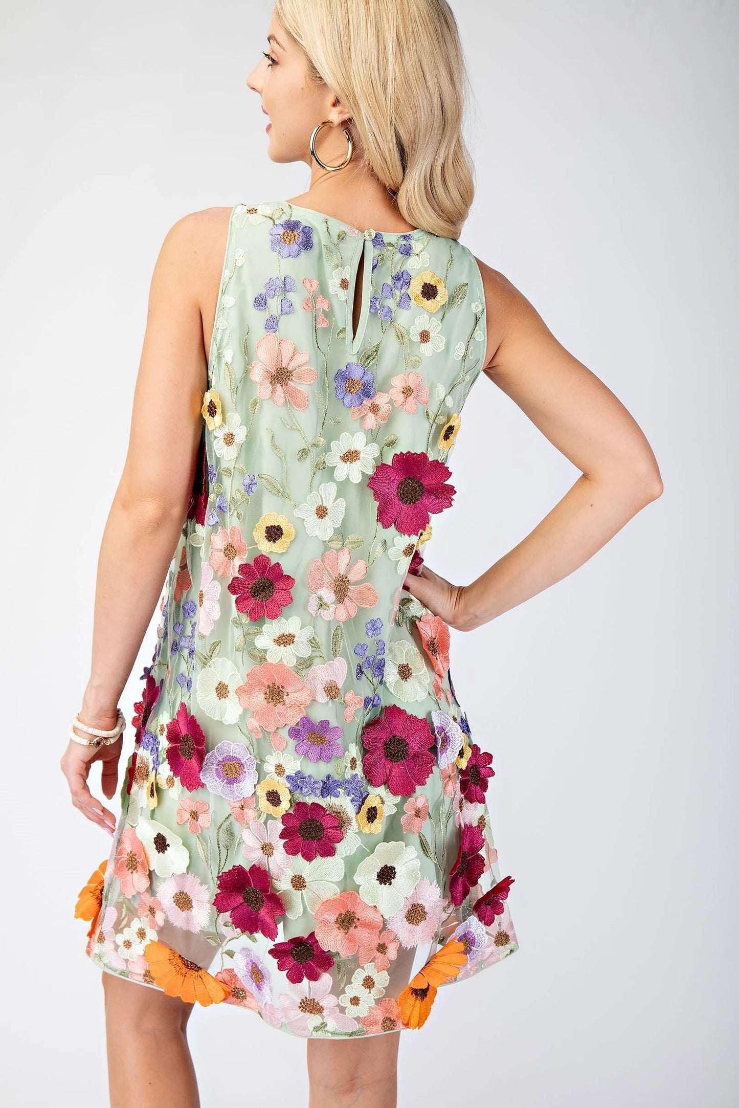 3D Floral Embroidered Dress