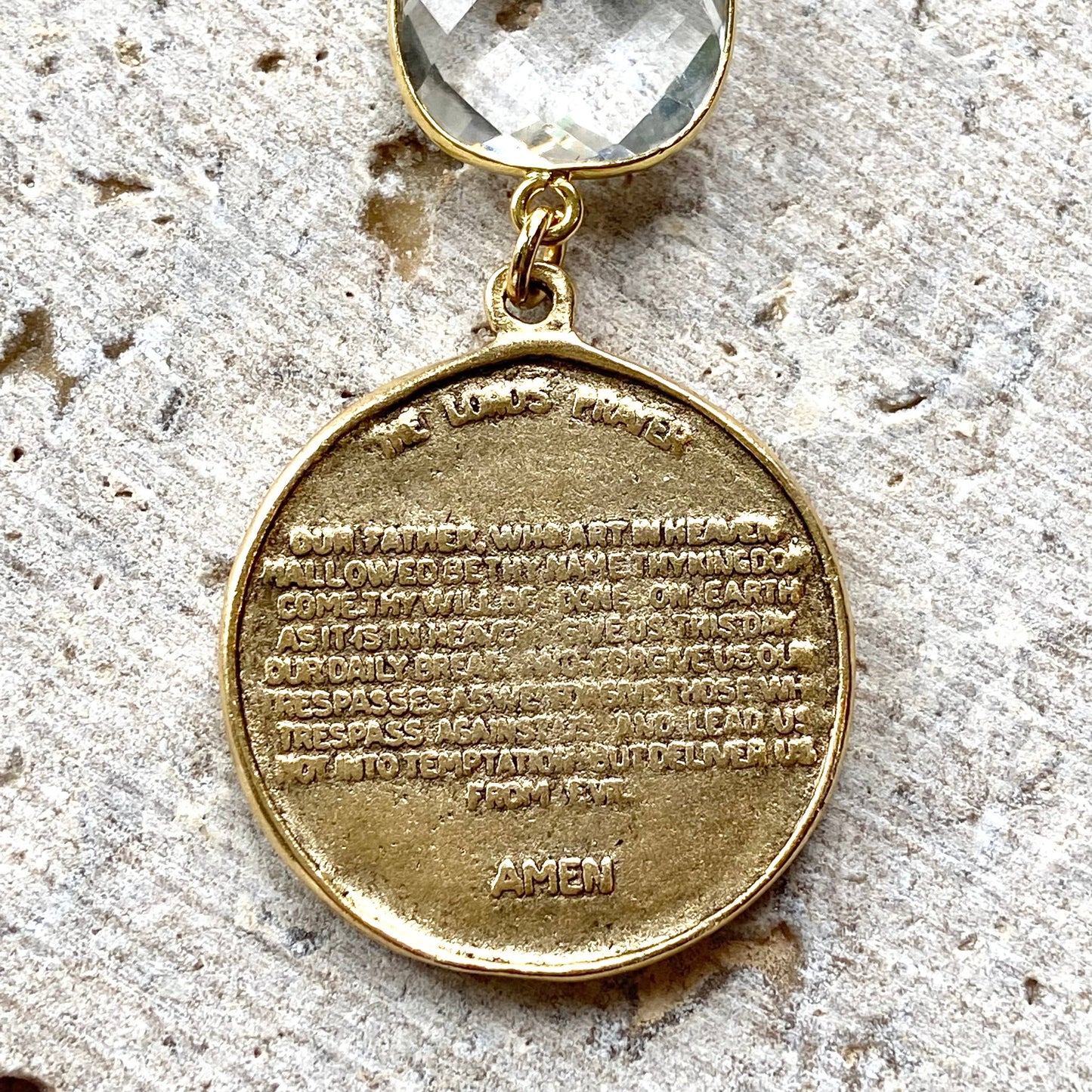 Lord’s Prayer religious vintage medallion jewelry Christian