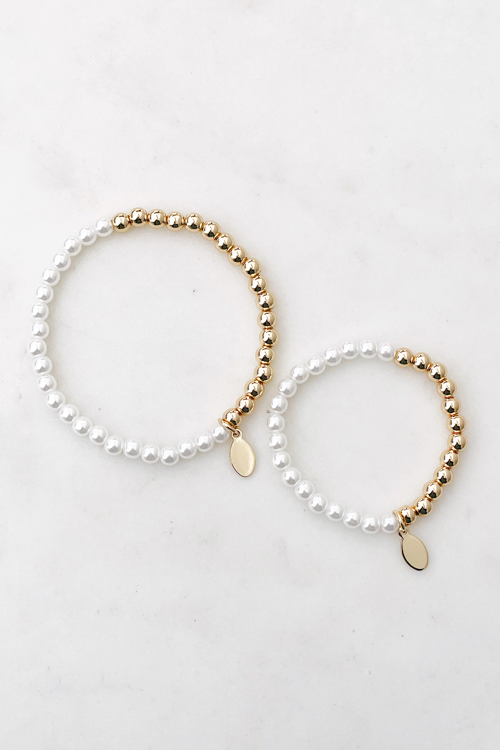 Pearl Mama & Mini Bracelet Set: Gold/pearl