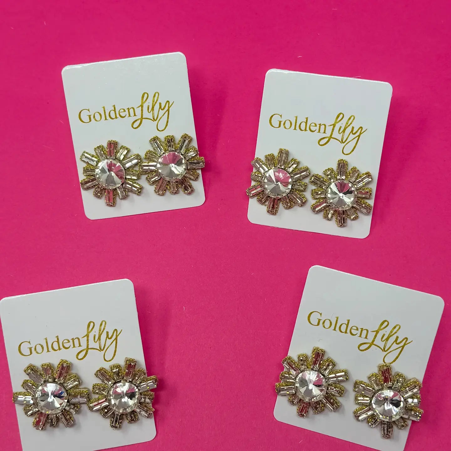 Rhinestone Burst Stud Earrings