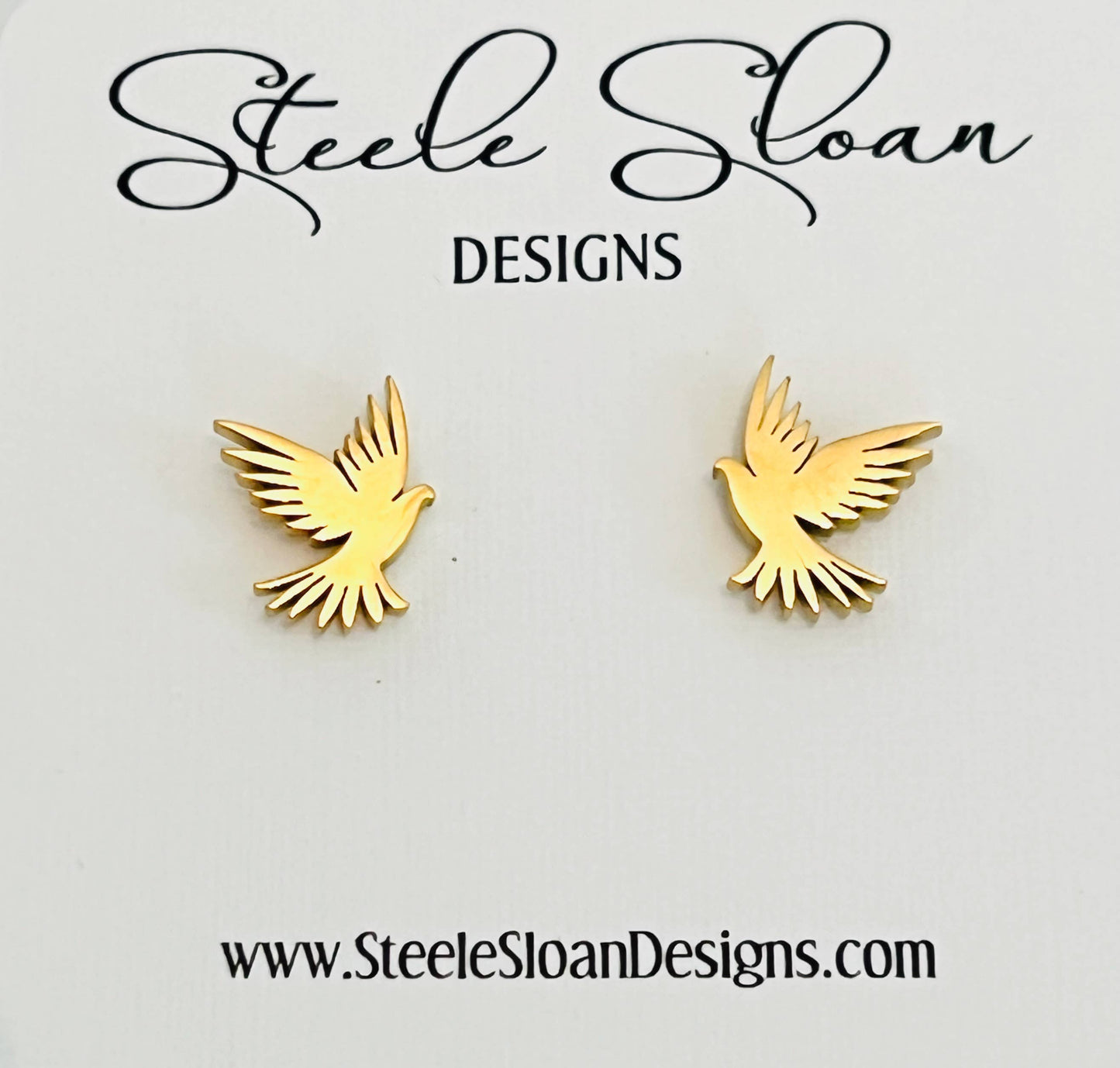 Flying Dove Gold Stud Earrings