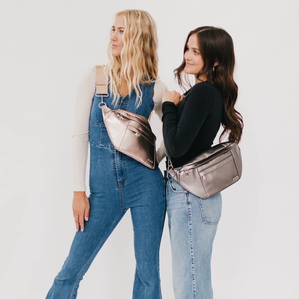 Gray Metallic Marley Oversized Bum Bag
