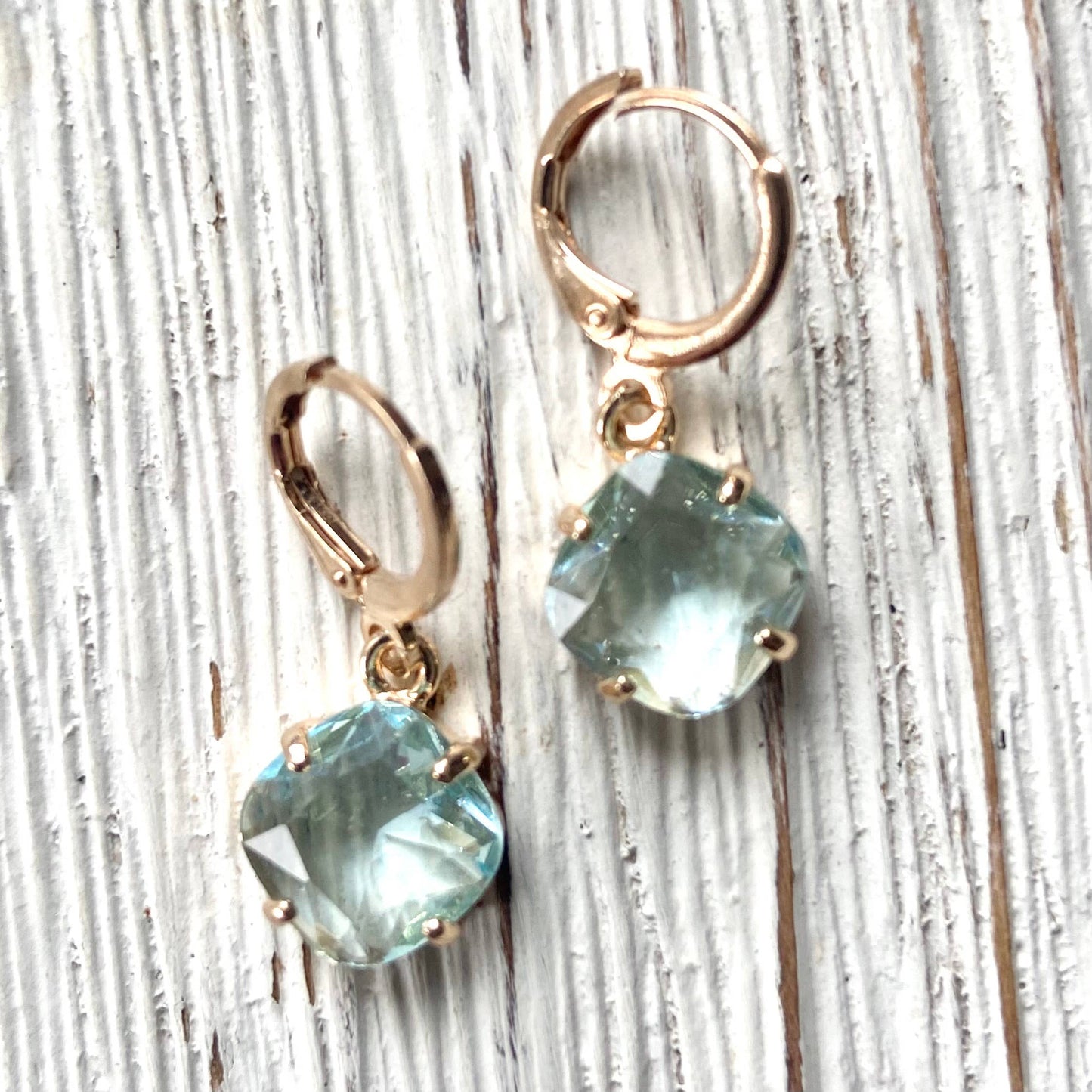 Aqua blue crystal earring