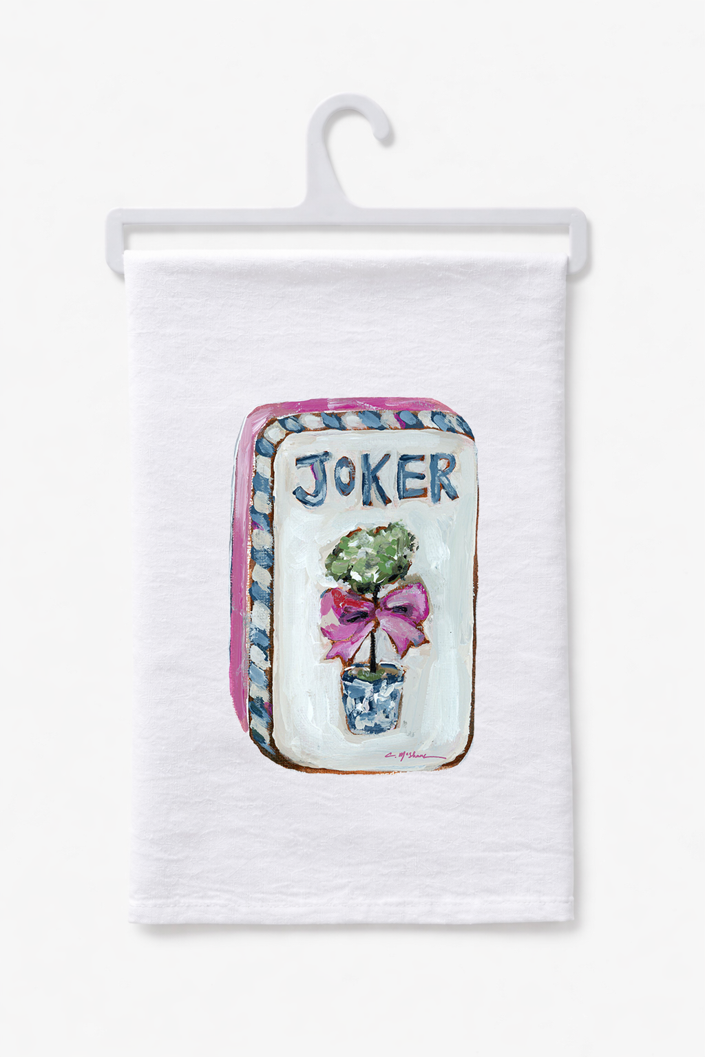 Chelsea McShane branded print Mahjong Joker tile tea towel