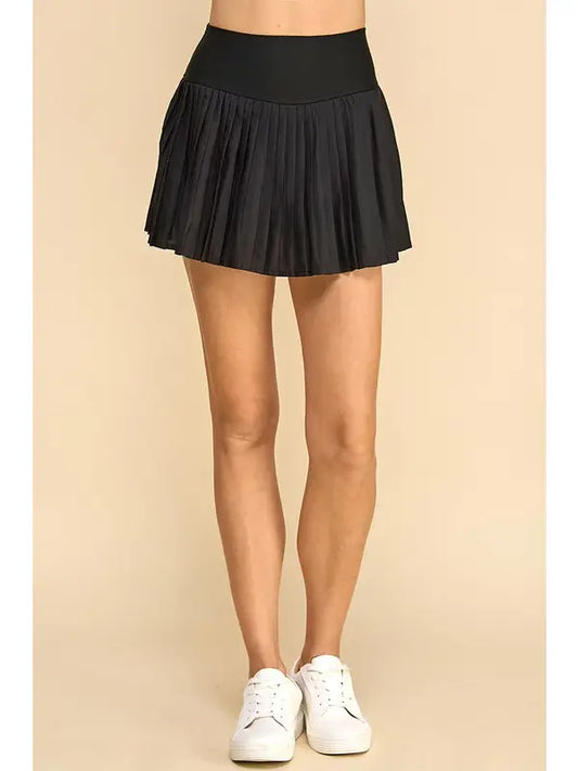 Pleated athletic skort - Black
