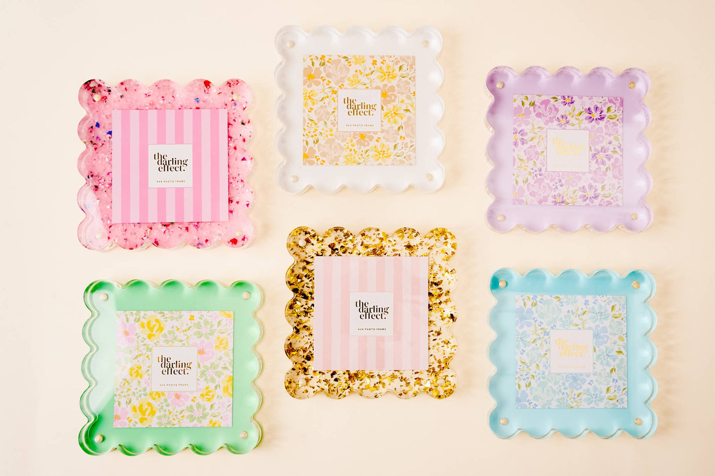 Square Scalloped Acrylic Frame-Confetti Gold
