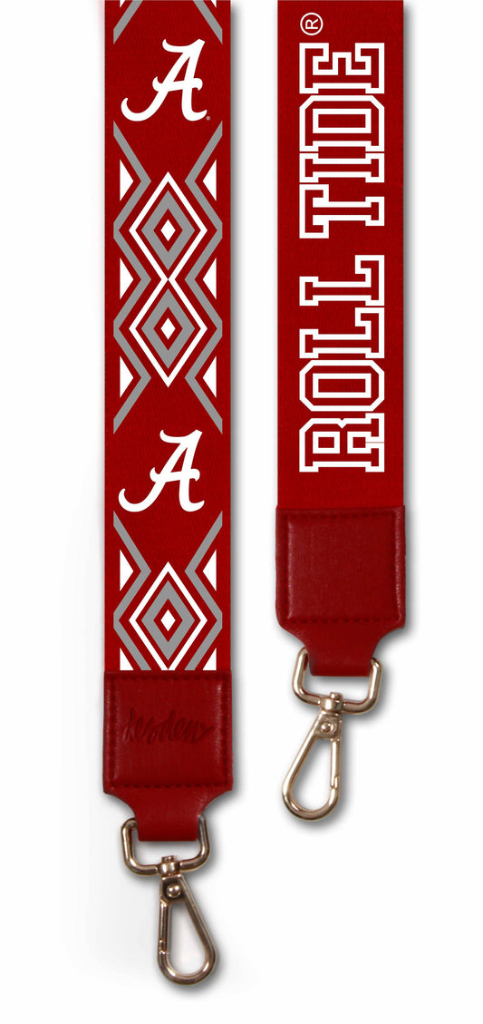 Alabama Roll Tide 2' wide Crimson and White Printed Purse Strap for Women by Desden