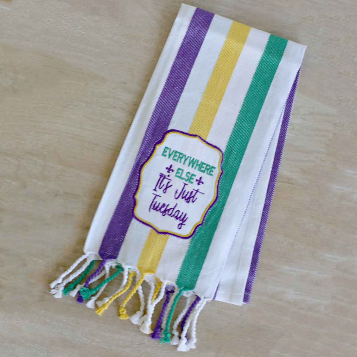 Just Tuesday Stripe Hand Towel Purple/Green/Yellow 20x28