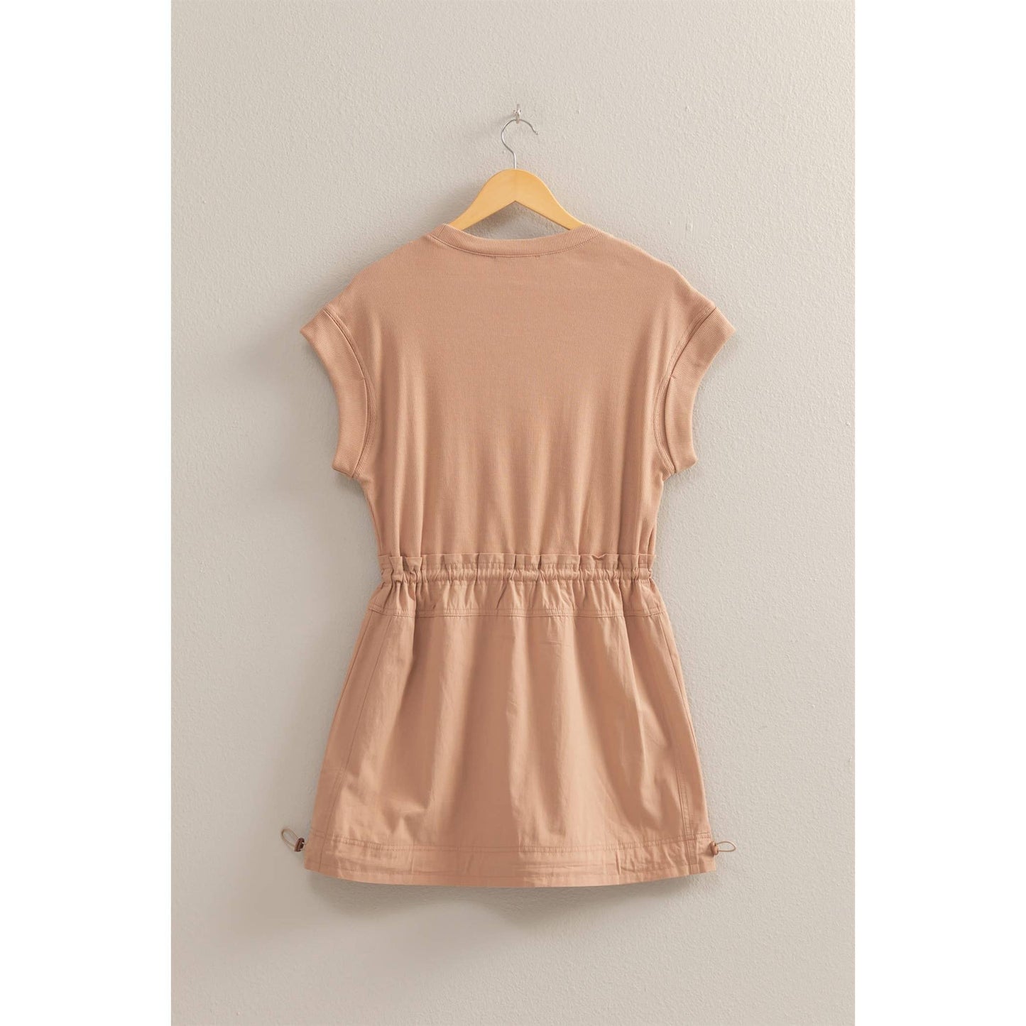 Short Sleeve Elasticized Waist Mini Dress