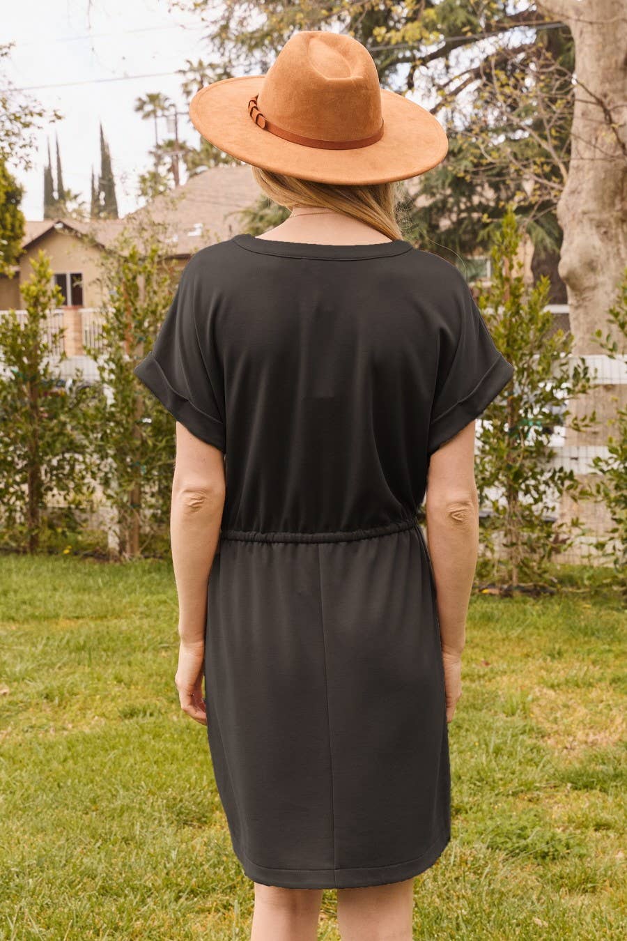 Modal Like Pique Knit Jersey Mini Dress