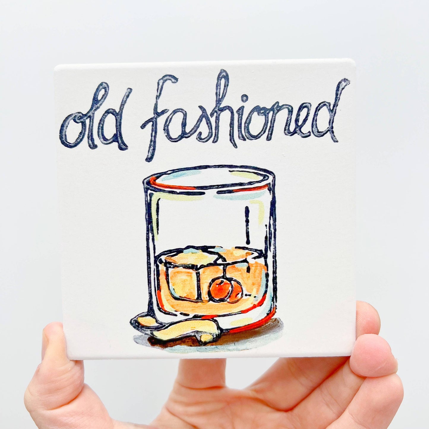 Old Fashioned Coaster - Cocktail Fun Absorbent Stone Decor