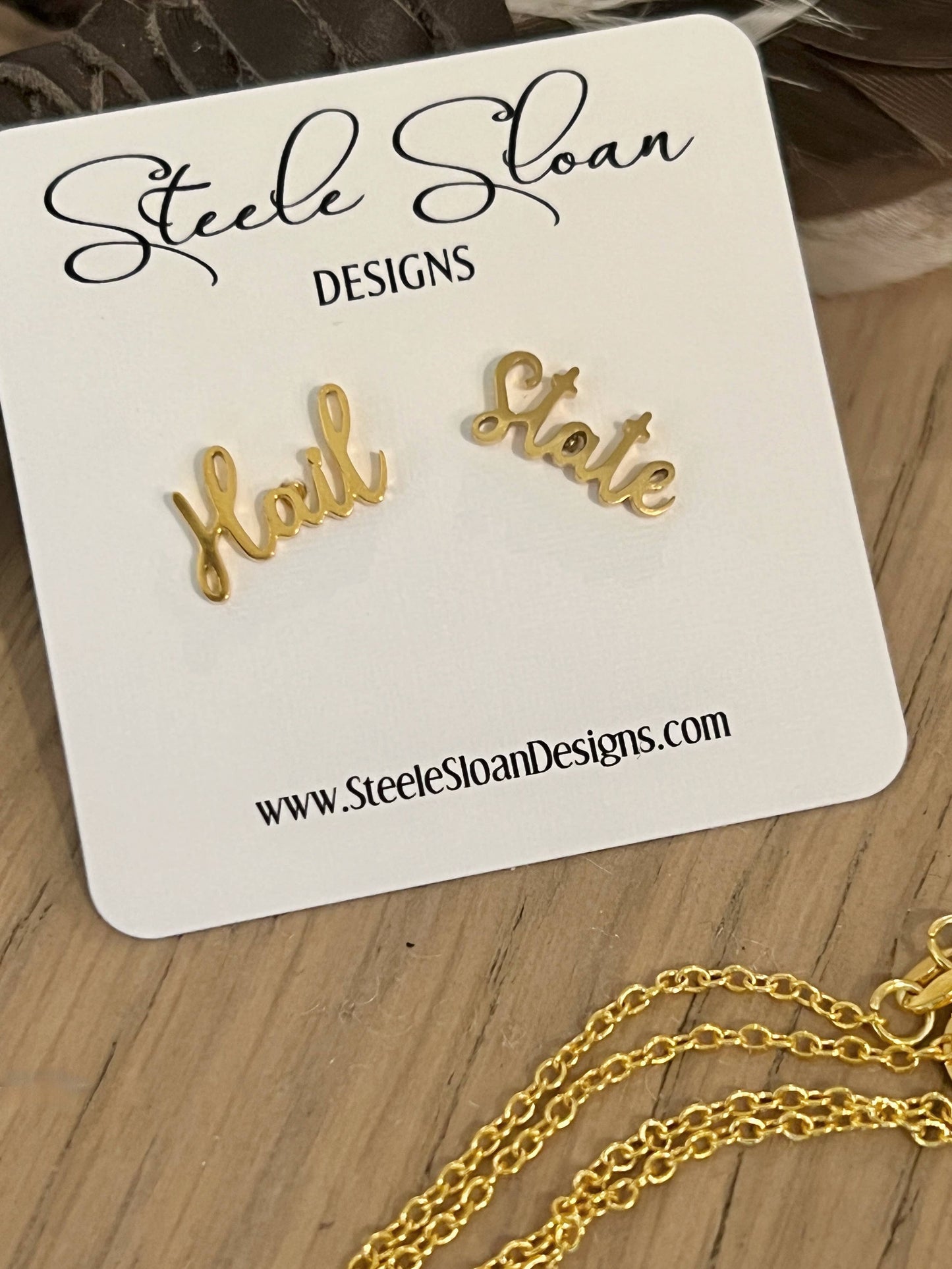 Hail State Gold Stud Earrings