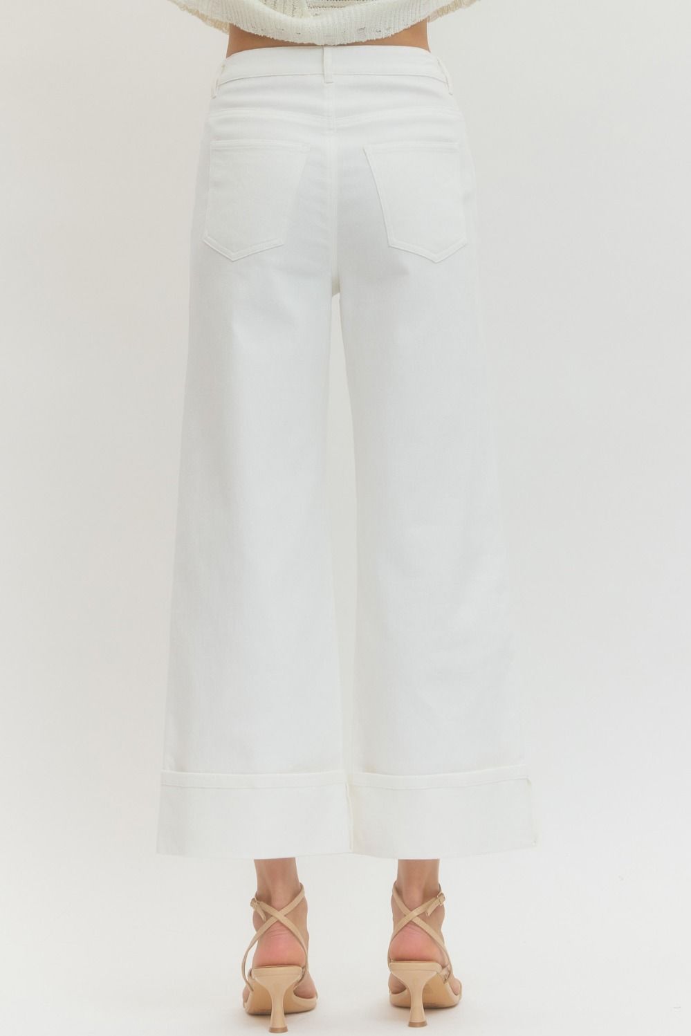 Cuffed White Ankle Jeans
