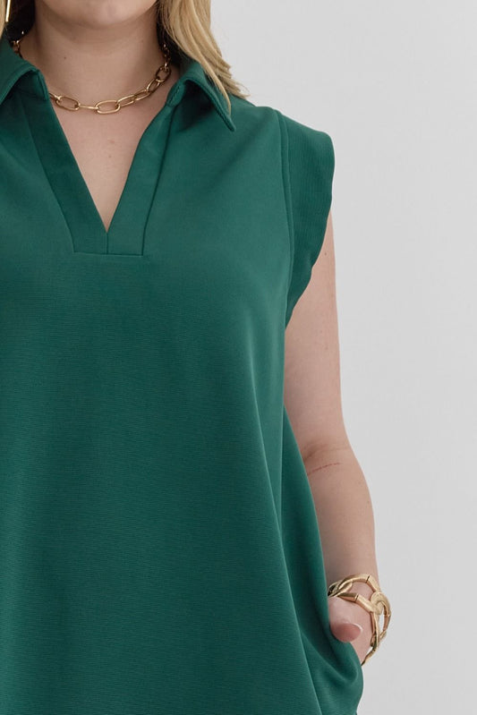 Forest  Ribbed Sleeveless mini dress - The Curvy Collection