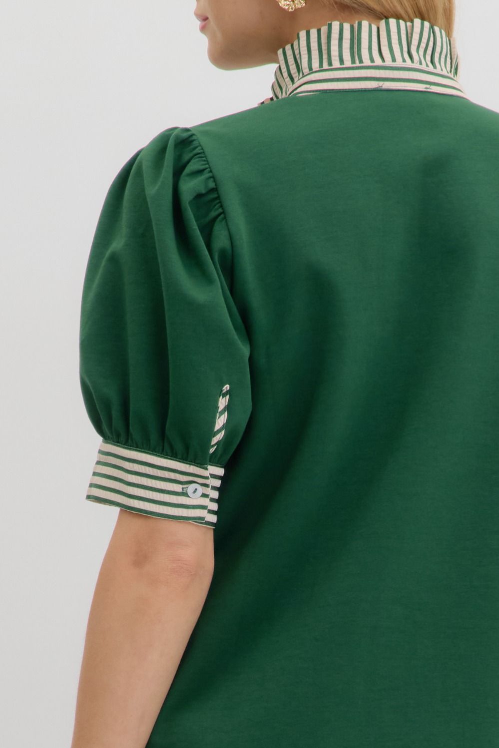 Hunter Green Polo Dress w Ruffle neck