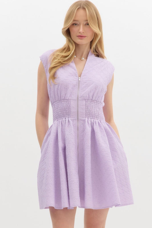 The Addyson Lavender V neck mini Dress