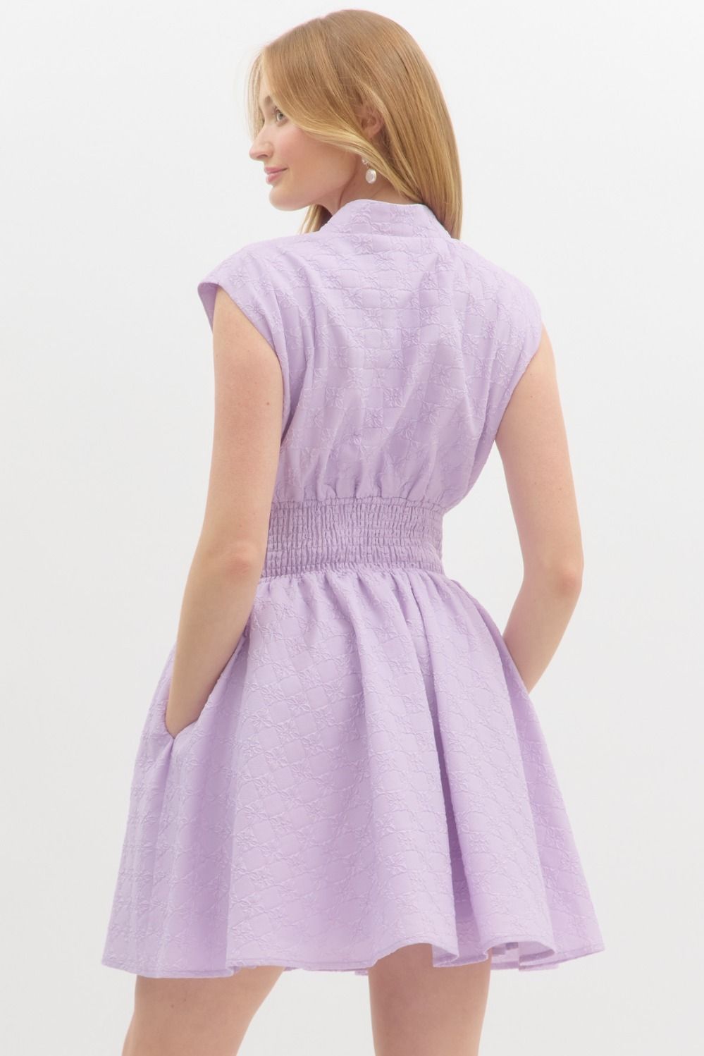 The Addyson Lavender V neck mini Dress