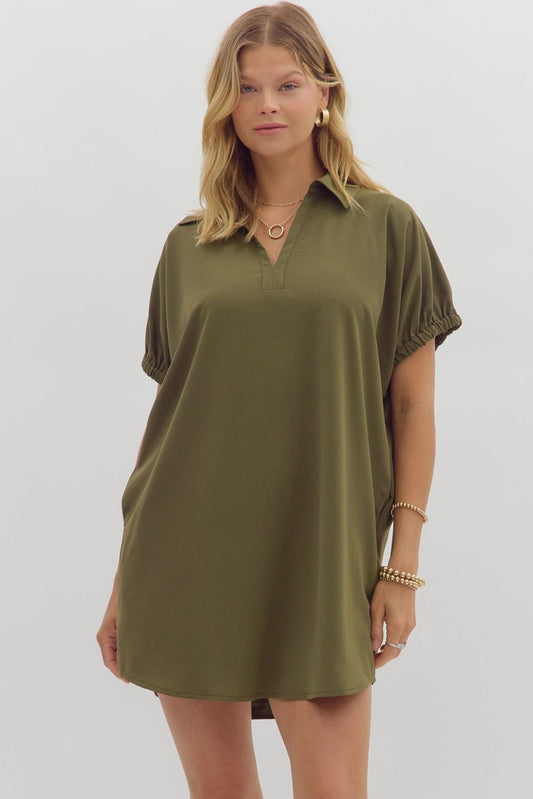 Olive green dress with pockets