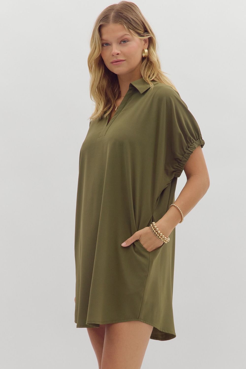 Olive green dress with pockets