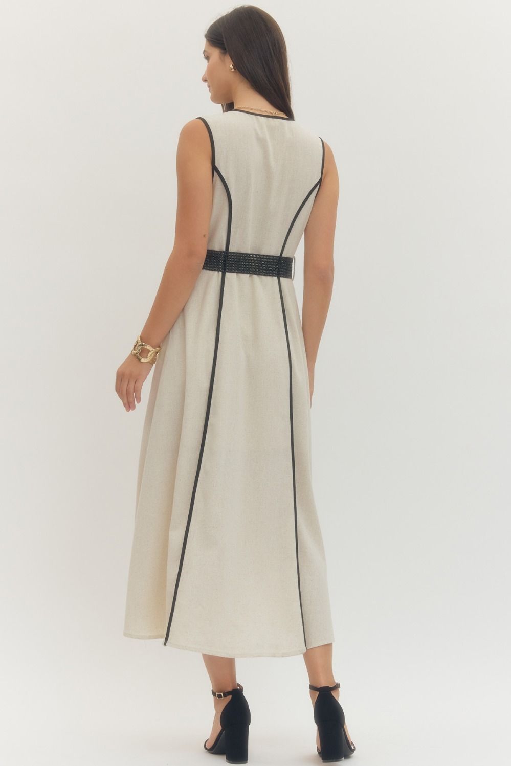 Clara Belted Contrast Trim Dress