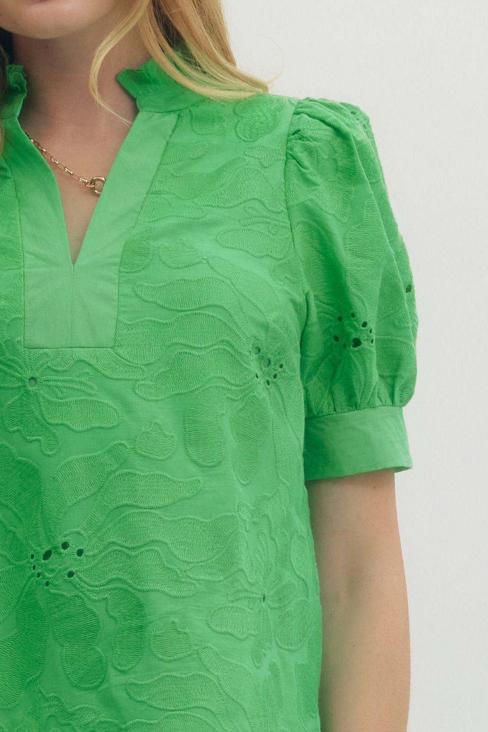 Spring into Green Floral Embroidered Top