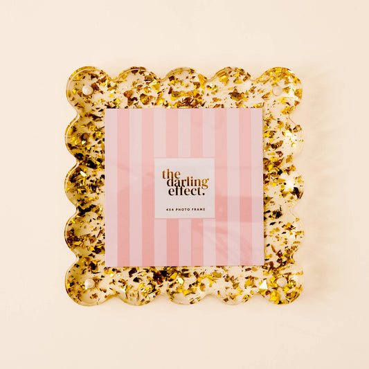 Square Scalloped Acrylic Frame-Confetti Gold