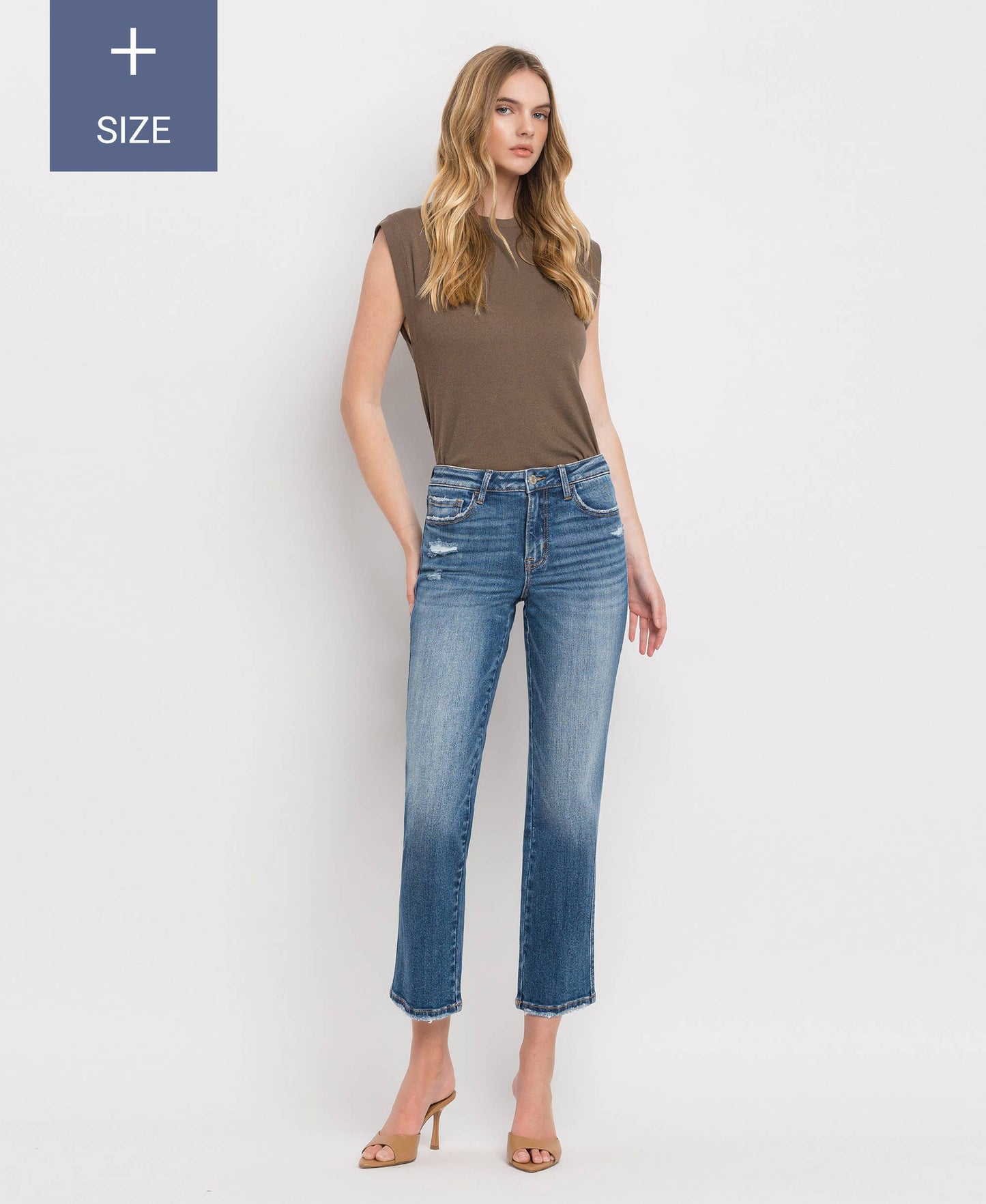Curvy High Rise Crop Straight Jeans