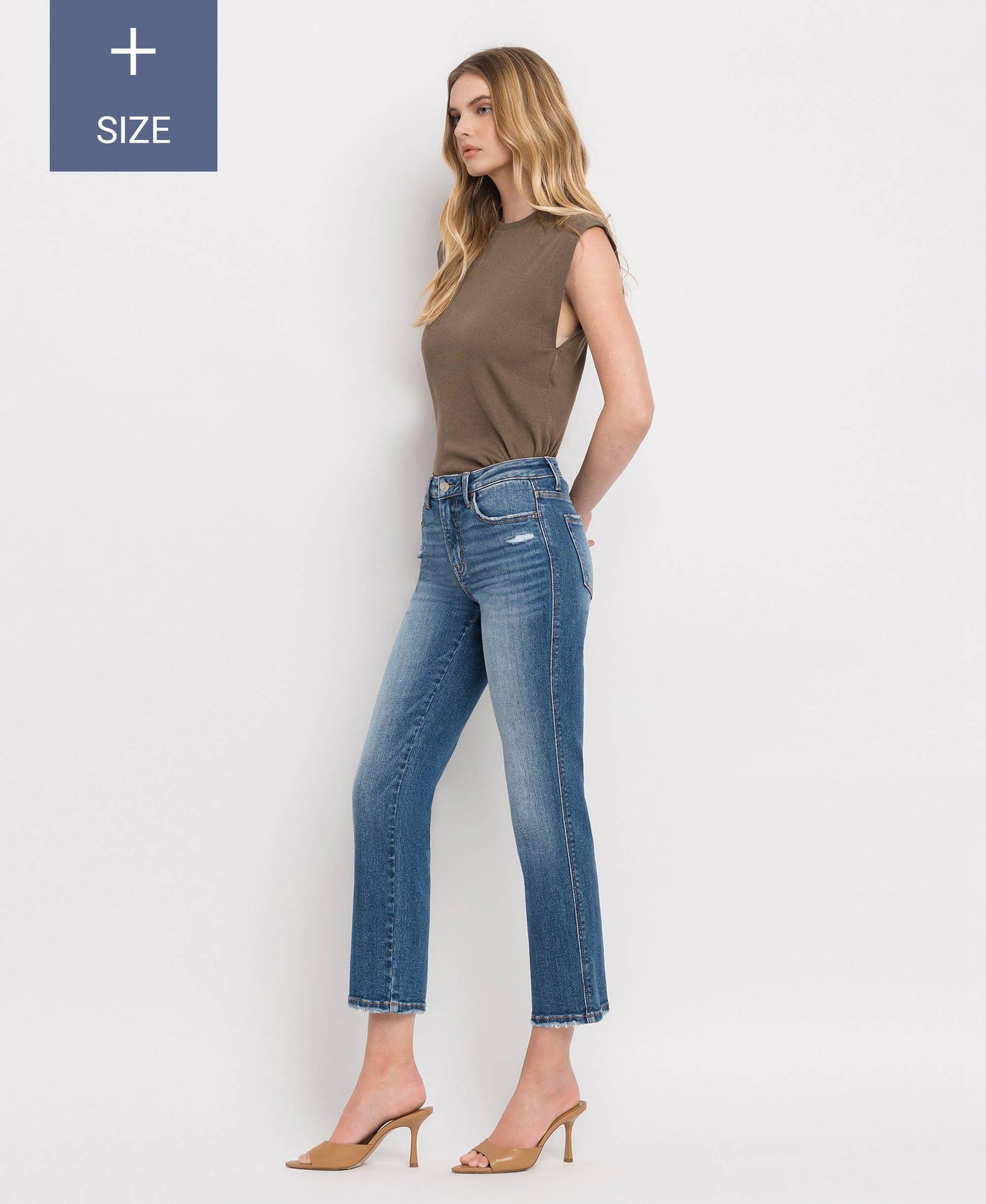 Curvy High Rise Crop Straight Jeans
