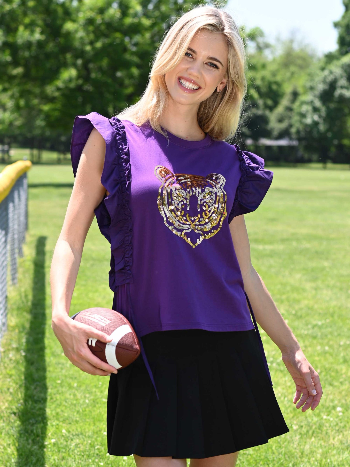 Ruffle Sleeve Tiger Top