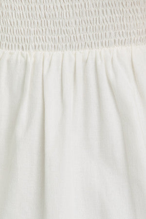 White S/S PUFF SQUARE NECK DETAIL MINI DRESS
