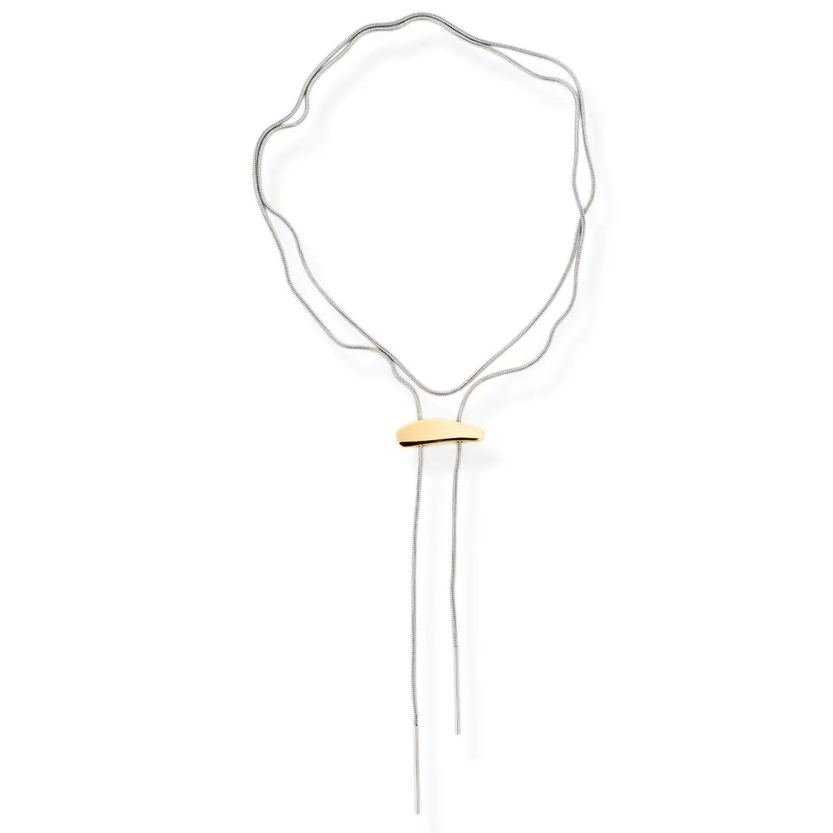 Two toned necklace on a white background