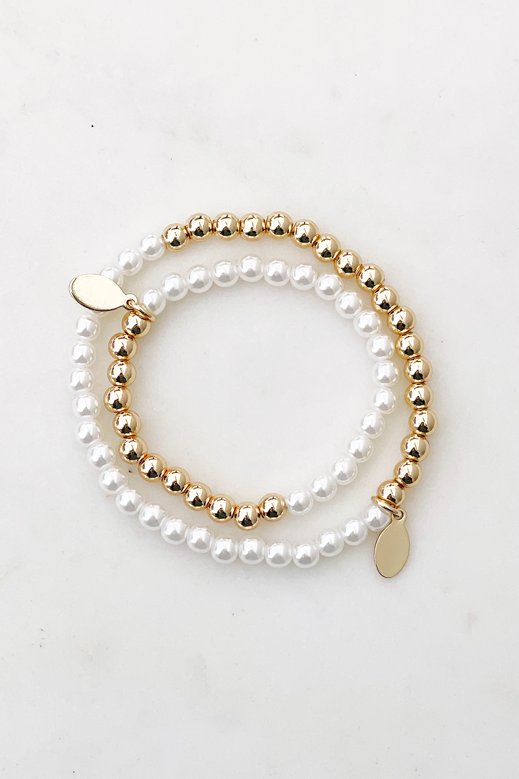 Pearl Mama & Mini Bracelet Set: Gold/pearl