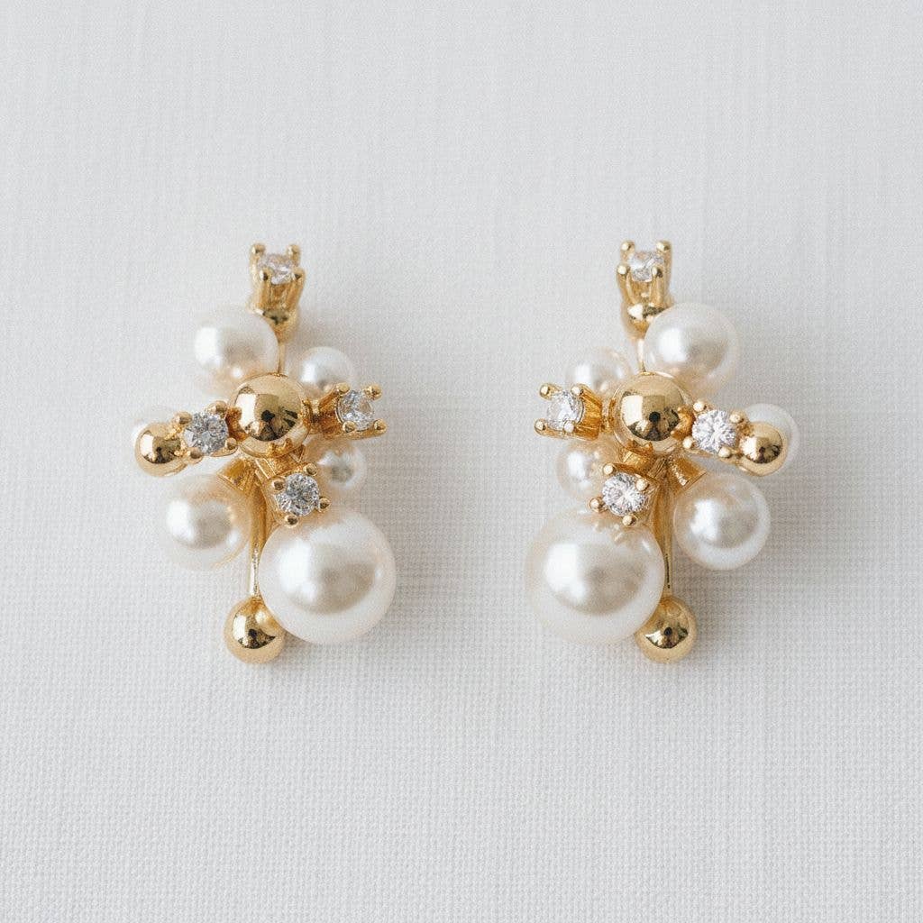 Elegant Geometric Pearl Drop Earrings