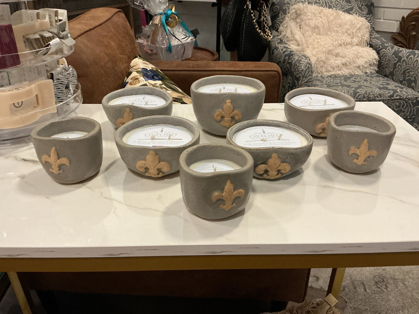 Fleur de lis Pottery Candles