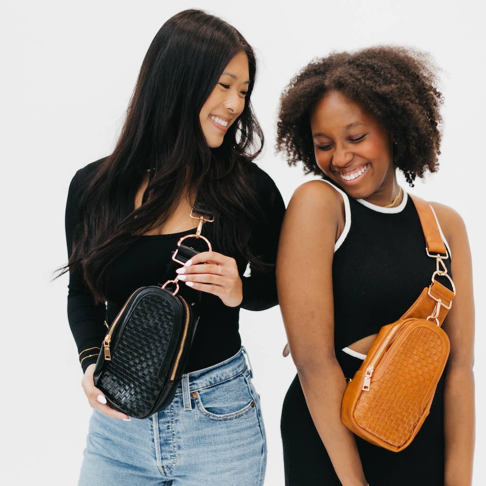Black Waverly Woven Sling Bag