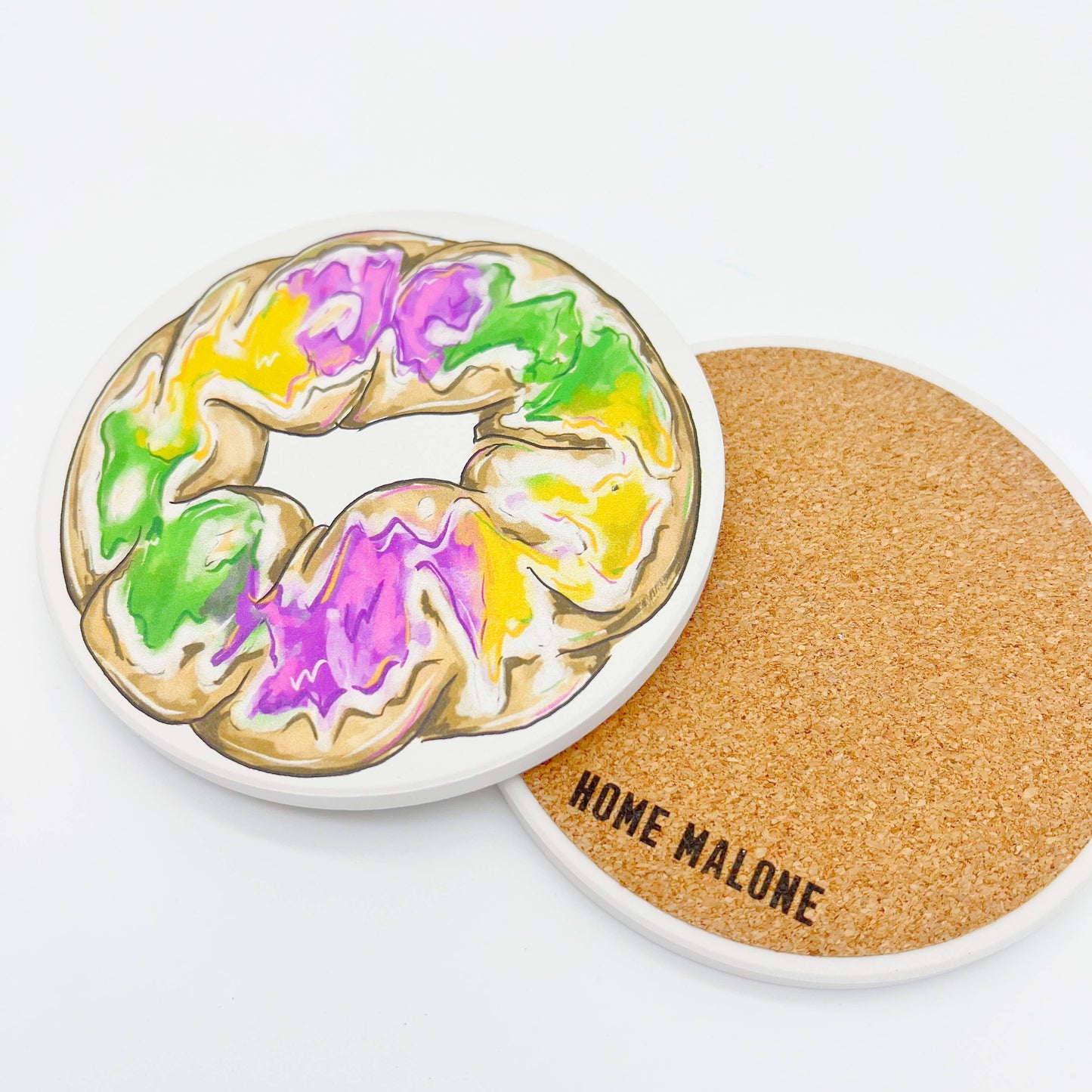 King Cake Coaster - Mardi Gras New Orleans Home Decor