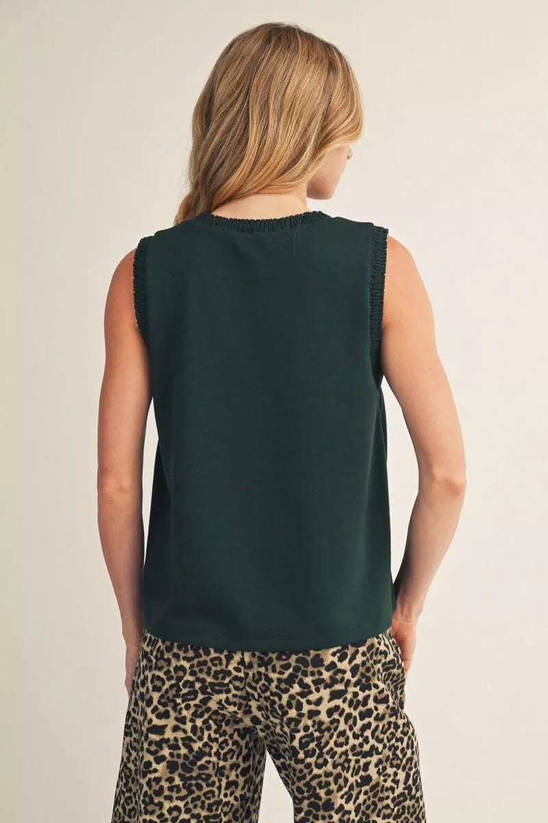 Back view of the hunter green tank top