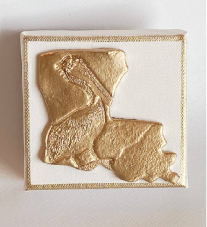 Gold Gilded Louisiana Pelican Canvas