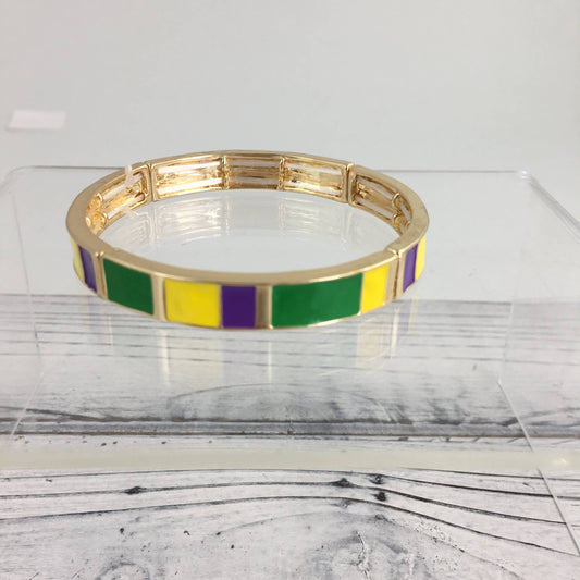 Mardi Gras art deco stretch bracelet 