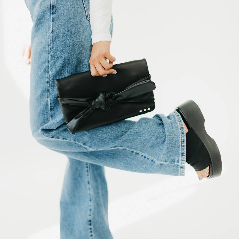 Black Bow Clutch Crossbody Bag