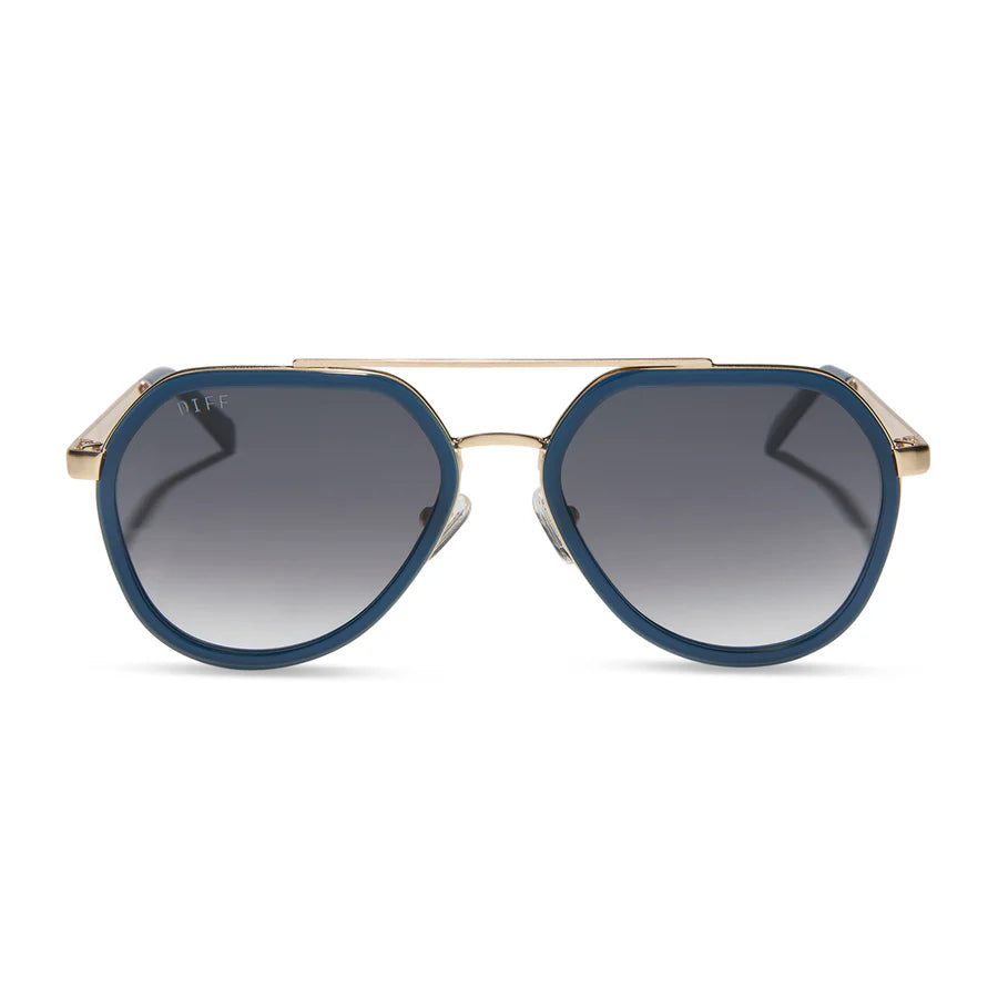 DIFF Joey Clubhouse Blue + Brushed Gold Sunglasses