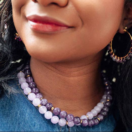 Rally Beaded Necklace-Purple