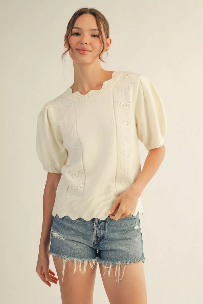 Olivia Ivory Scallop Sweater
