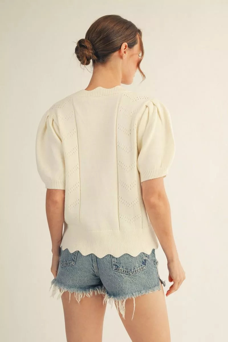 Olivia Ivory Scallop Sweater