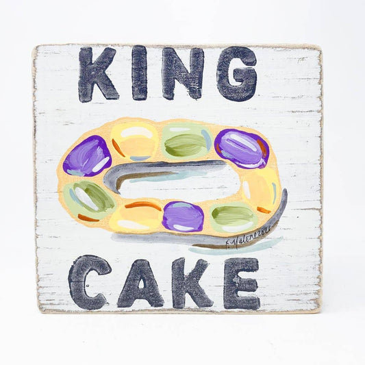 Square Wood Signs - Fun Decorative Wall Decor: King Cake